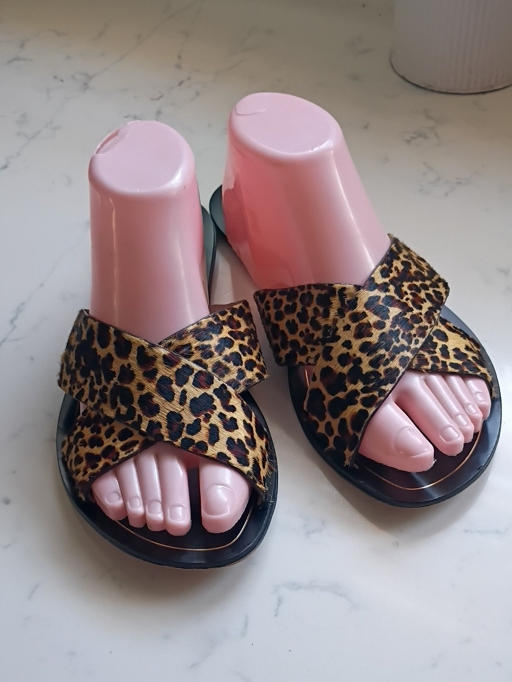J. Crew Leopard Print Crisscross Slide Sandals